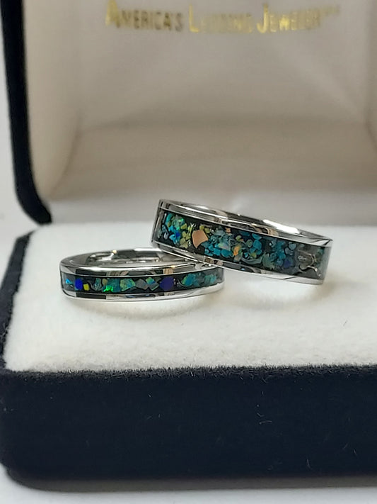 His and Her's Galaxy Opal Ring, Comfort Fit