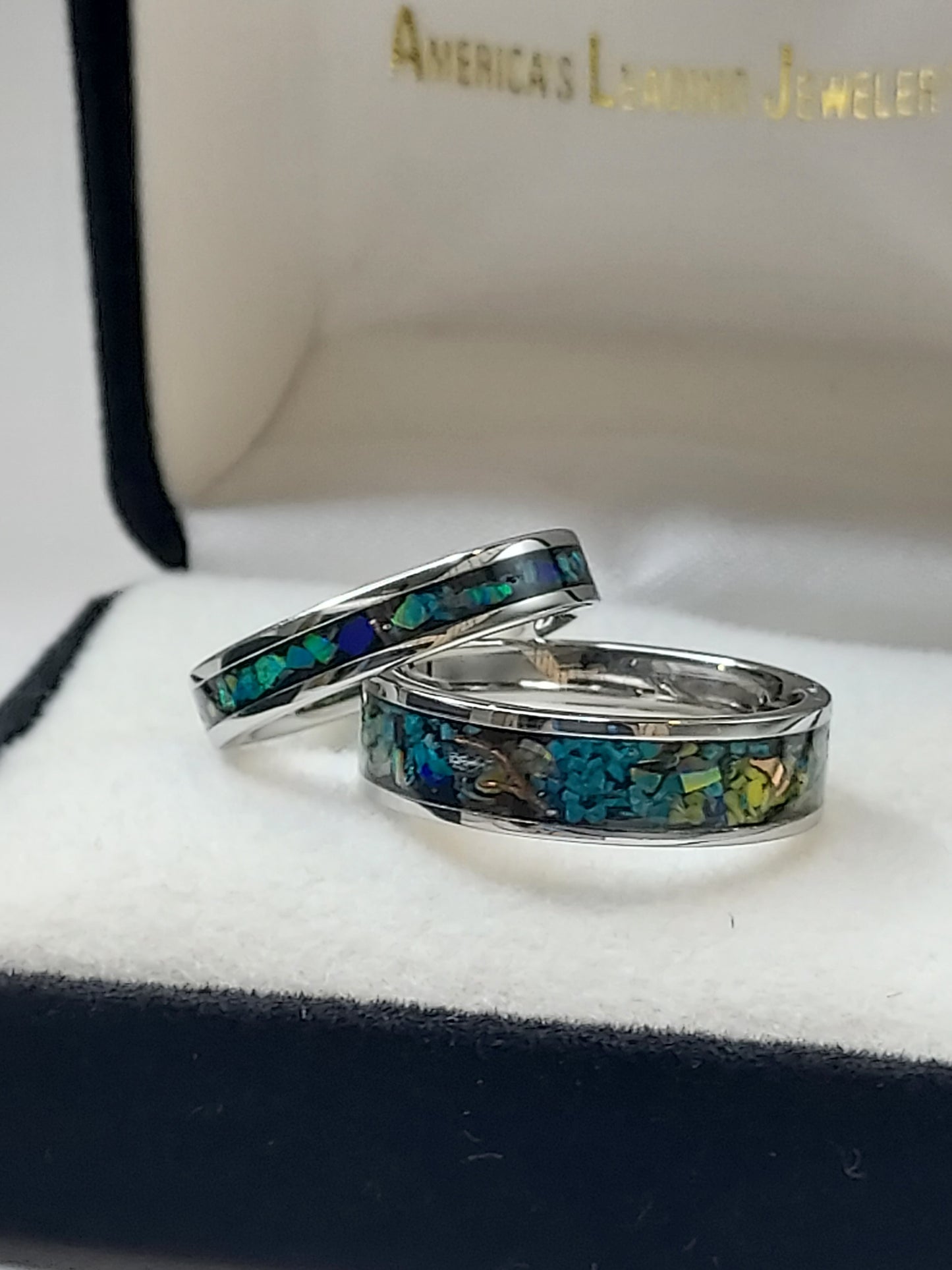 His and Her's Galaxy Opal Ring, Comfort Fit