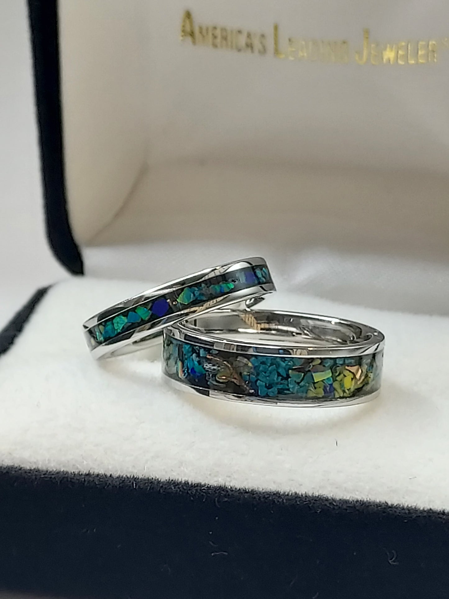 Men's Galaxy Ring 6mm Blue/Green Opal