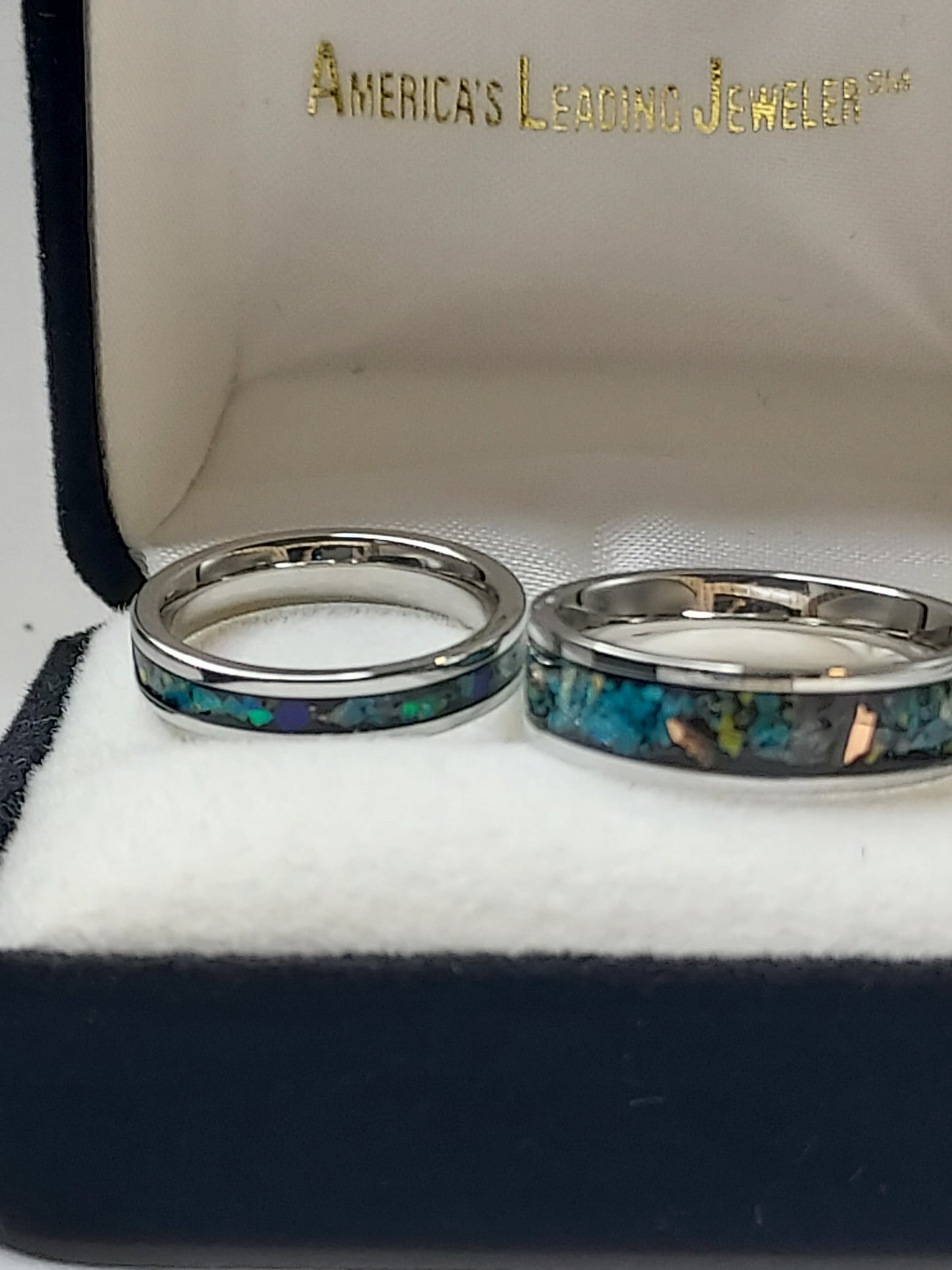 His and Her's Galaxy Opal Ring, Comfort Fit